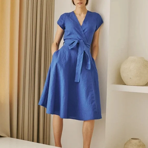 Sleeveless Cannes NotPerfect Linen Dress In Grape Wine - Picture 2 of 6